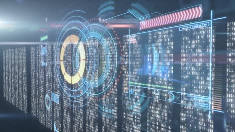 animación del escaneo del alcance, procesamiento de datos a través de servidores informáticos