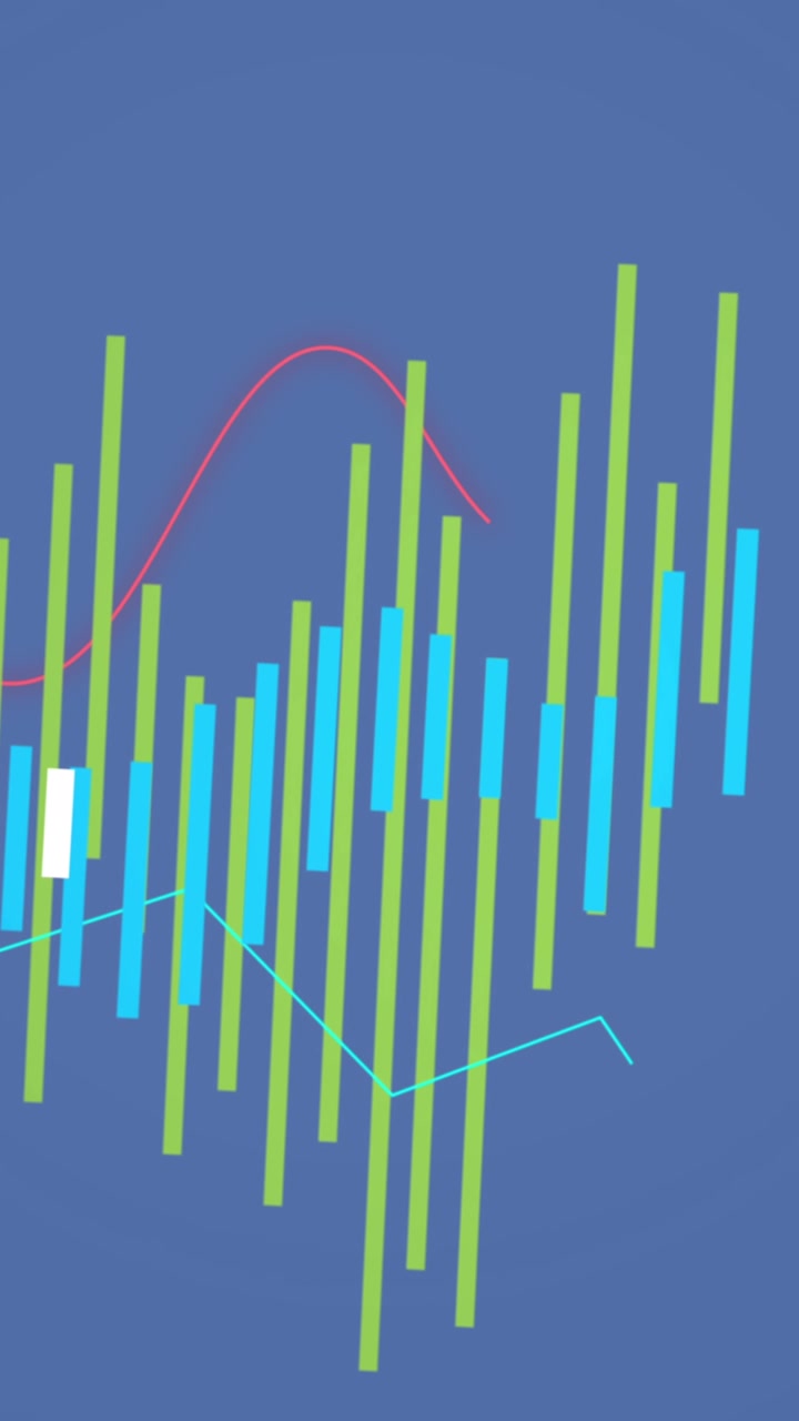 A financial graph with red and blue lines processing over a black background