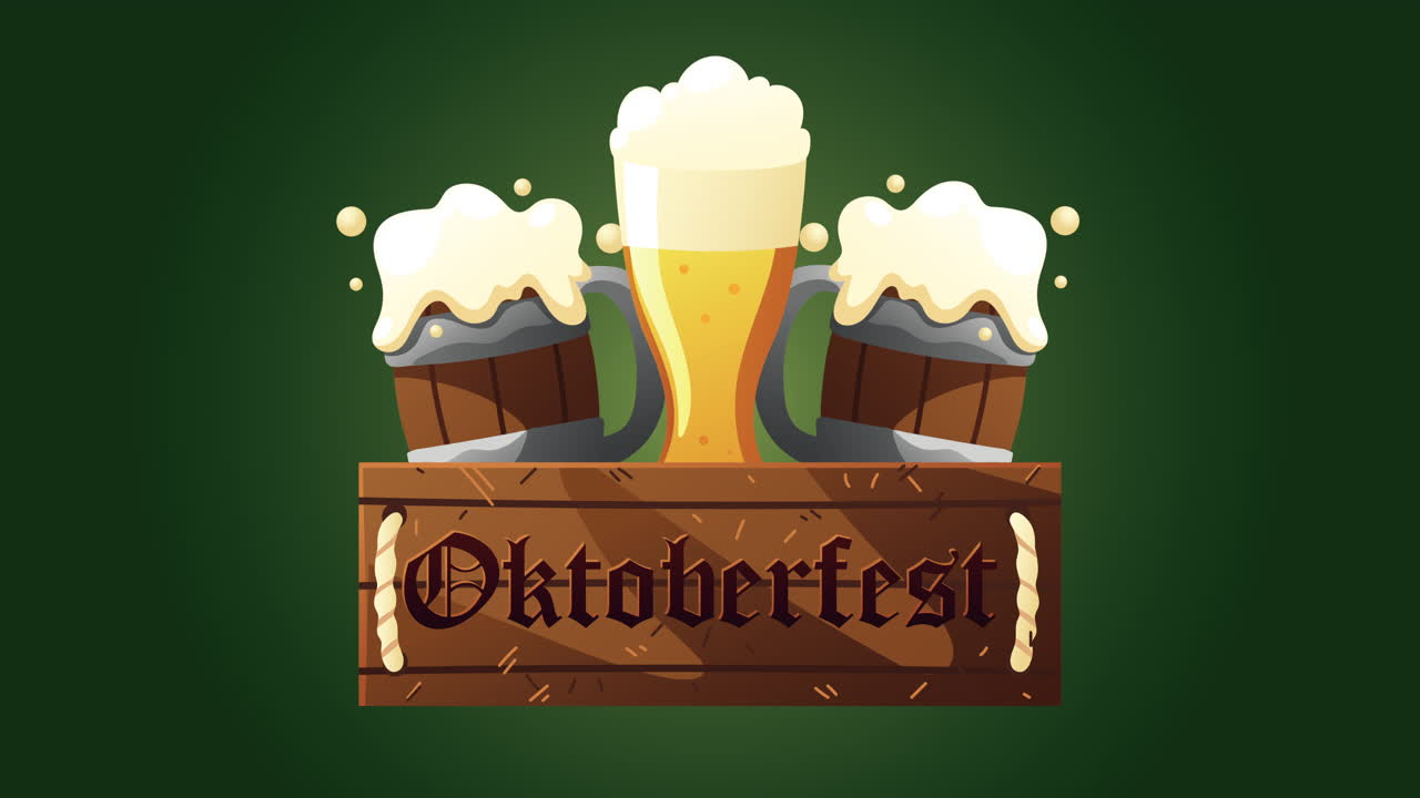 오크테르페스트 축제 목조 라벨과 맥주