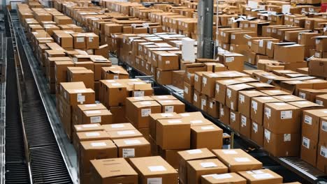 a large warehouse filled with lots of cardboard boxes