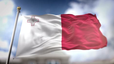 malta flag waving slow motion 3d rendering blue sky background - seamless loop 4k