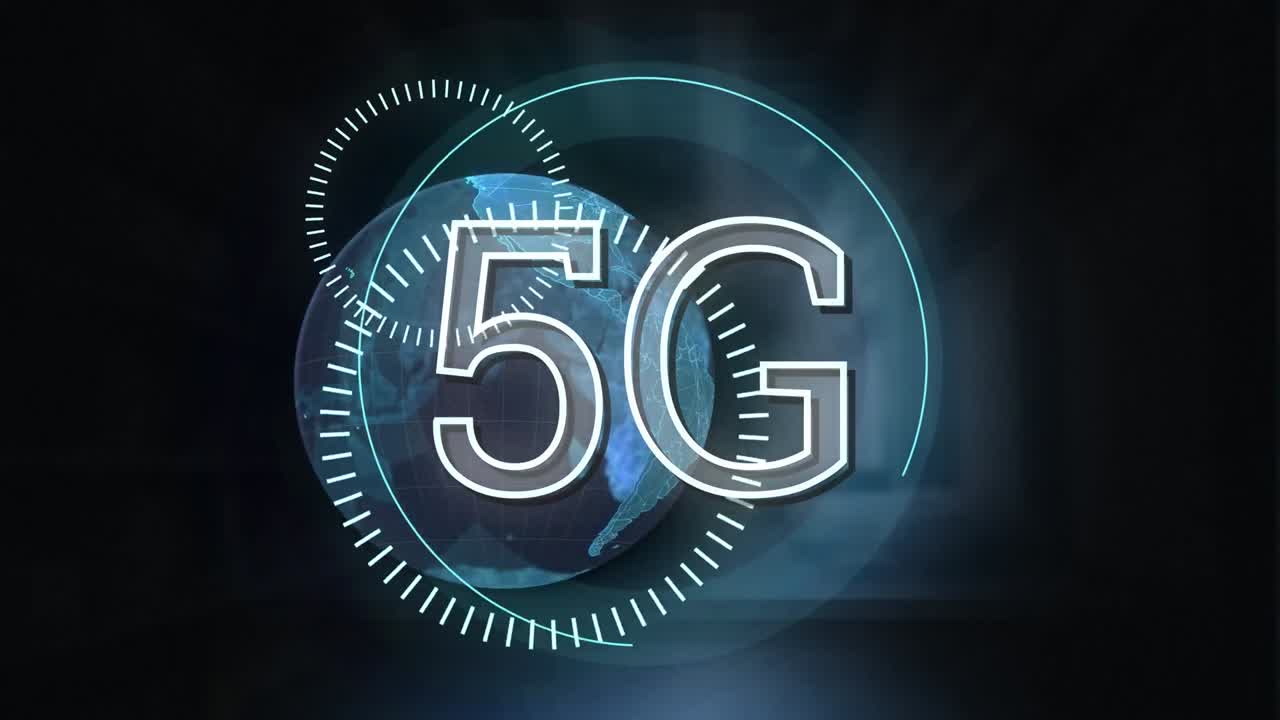 animazione di 5g sul globo e magazzino