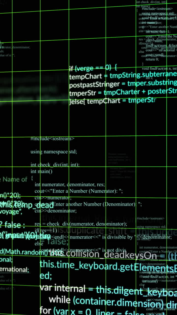 Animation of data processing on black background