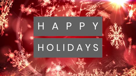 animation of christmas greetings text over christmas decorations with snow falling