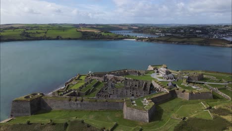 breathtaking stone fortress of charles fort on ireland coast, aerial drone