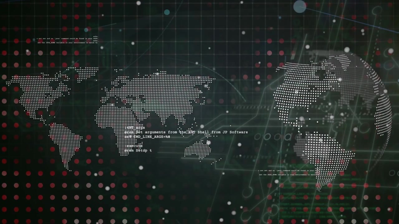 Animation of data processing on black background
