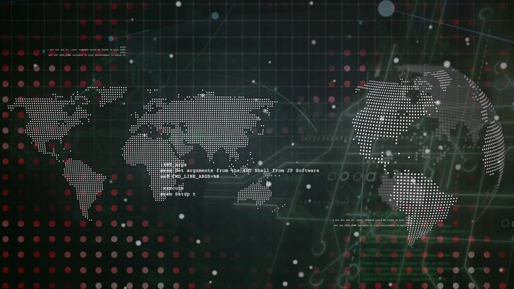 Animation of data processing on black background