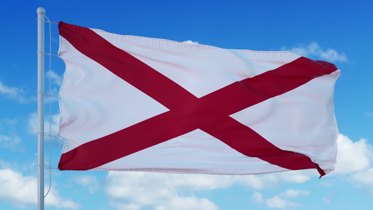 하늘에서 바람에 흔들리는 발 기둥에 있는 앨라배마 발