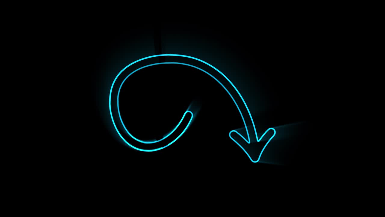 Glowing neon line Arrow icon isolated on black background. Direction Arrowhead symbol. Motion graphics