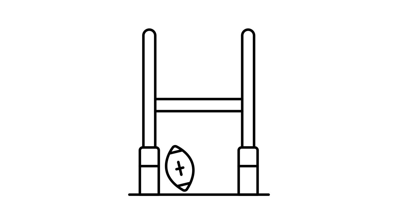 Animated Line Drawing of Rugby Goal Post and Ball
