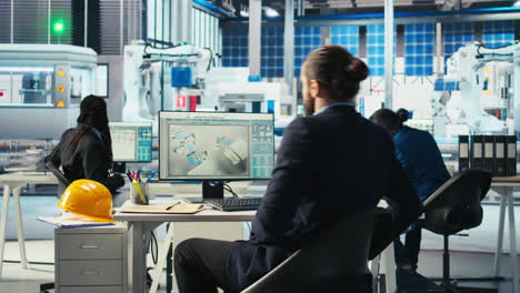 technician in sustainable energy photovoltaics factory diagnosing broken systems