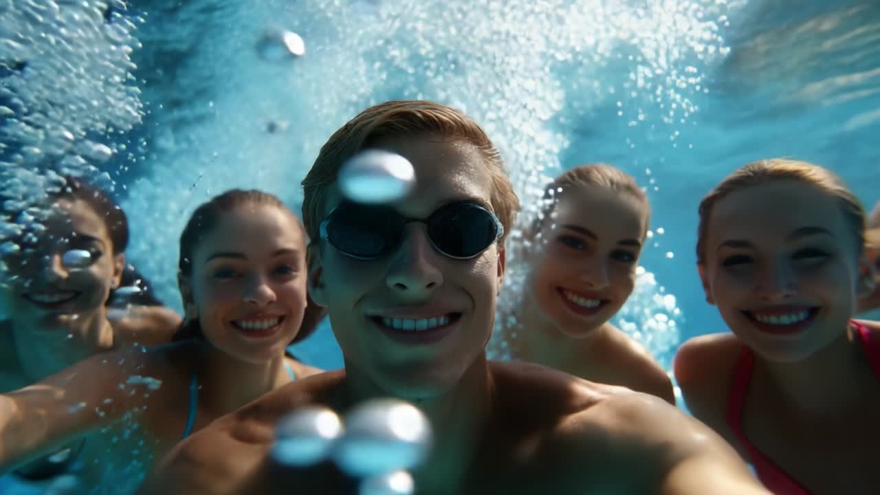 물  에서 수영 하는 친구 들 의 모임