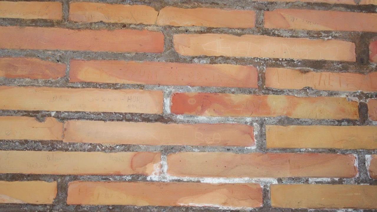 Close up background of brick wall facade
