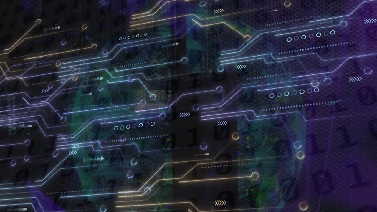 Animation of digital data processing over computer circuit board