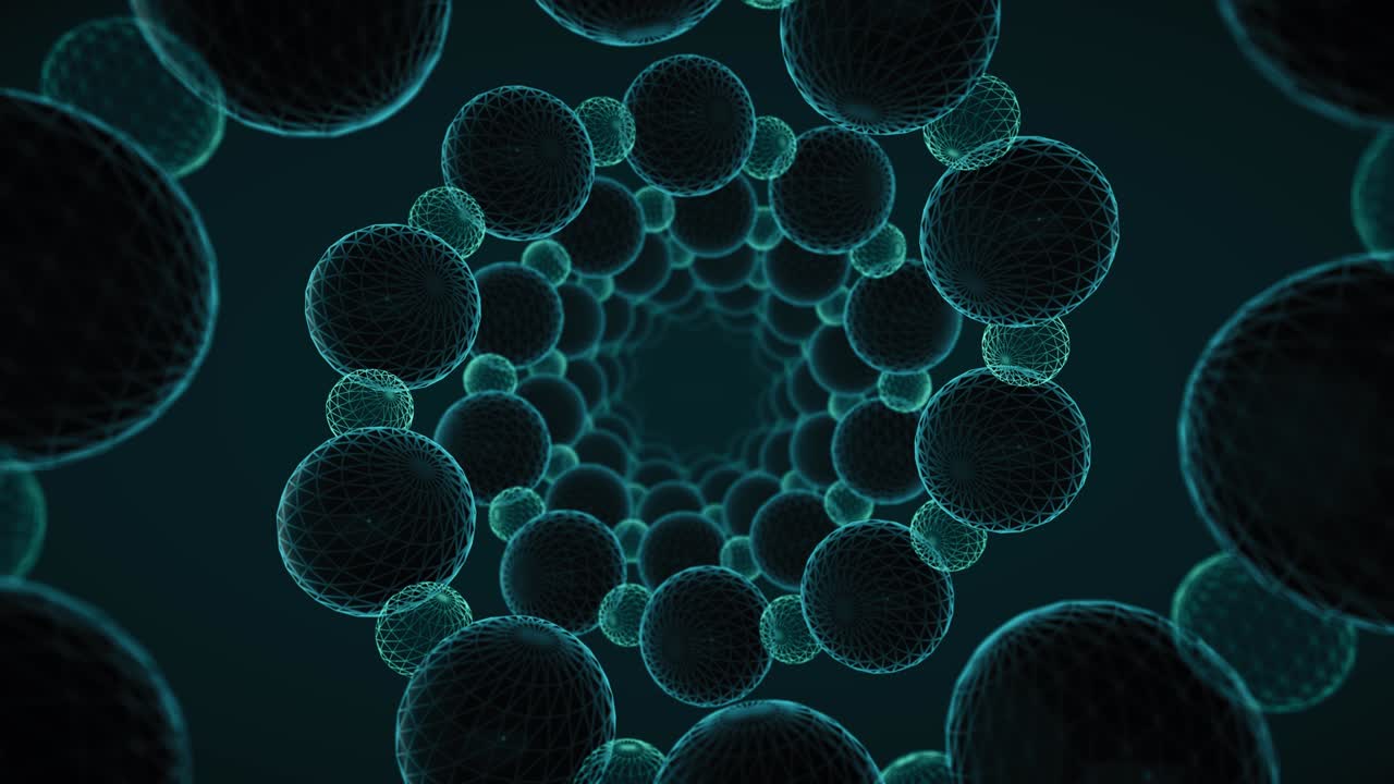 animación sin costuras de una molécula de adn rotativa que brilla. bucle