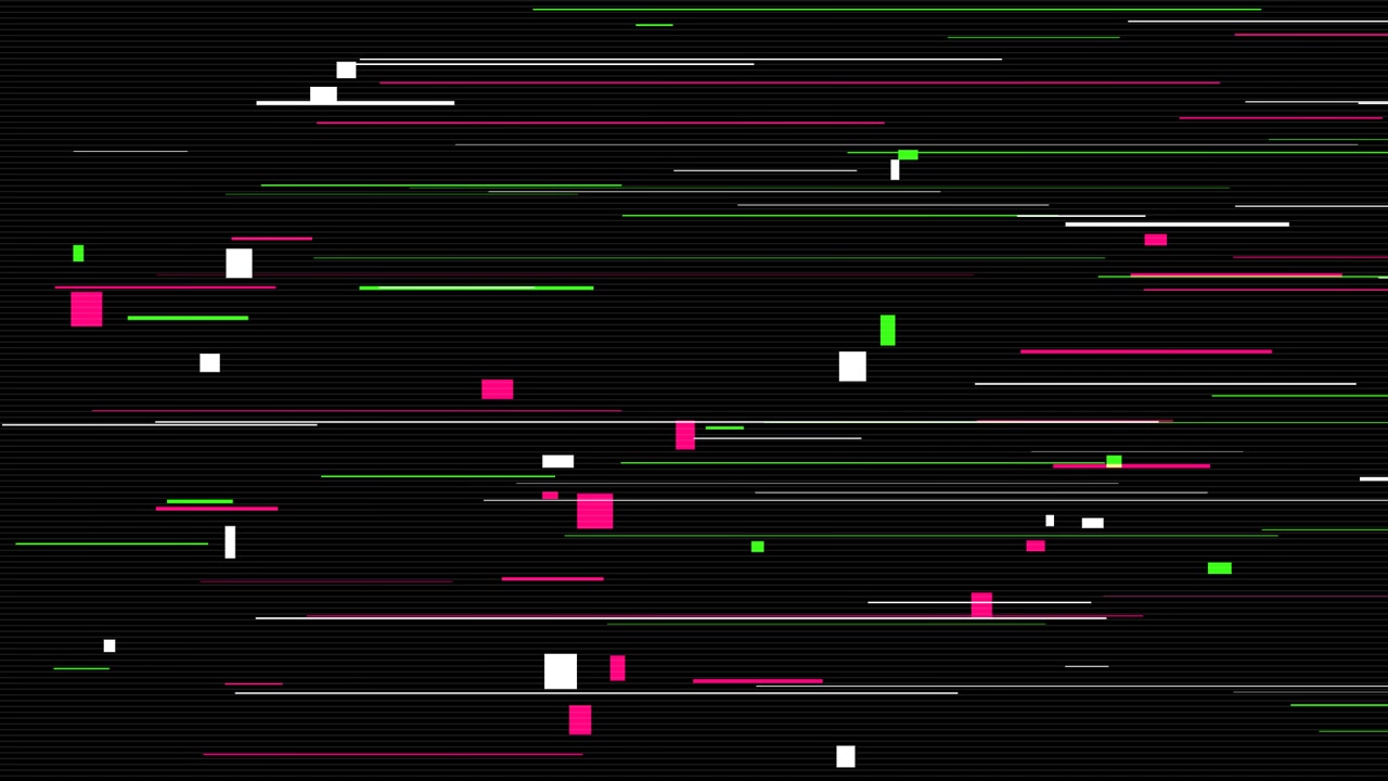 Digitaler Glitch-Effekt mit bewegten geometrischen Formen und Linien