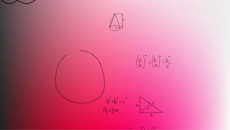 animación de fórmulas matemáticas escritas a mano sobre un fondo rosa