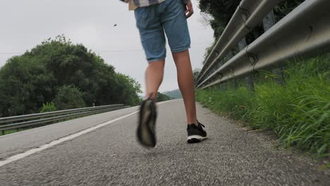 person walking on a country road