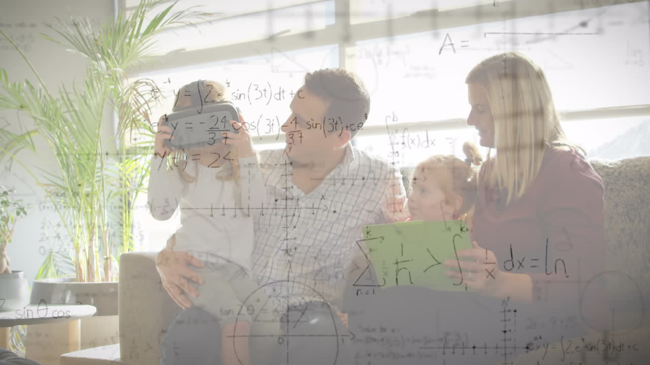 vr 헤드 ⁇ 을 사용하여 가족에 대한 수학적 그림과 방정식의 애니메이션