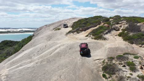 tourists go off-roading in wylie bay, esperance, australia