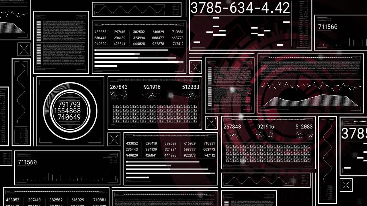 Animation of digital data processing over black background