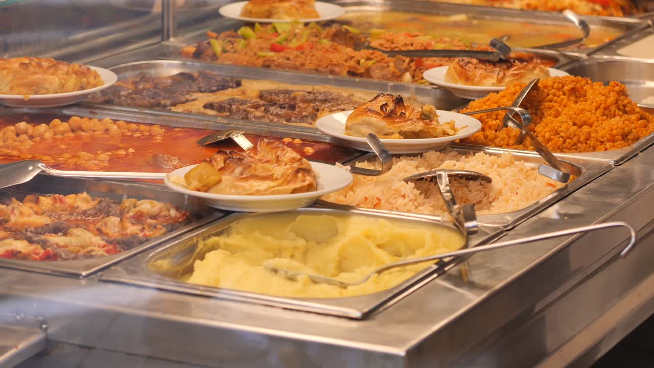 Restaurant Buffet with Various Dishes