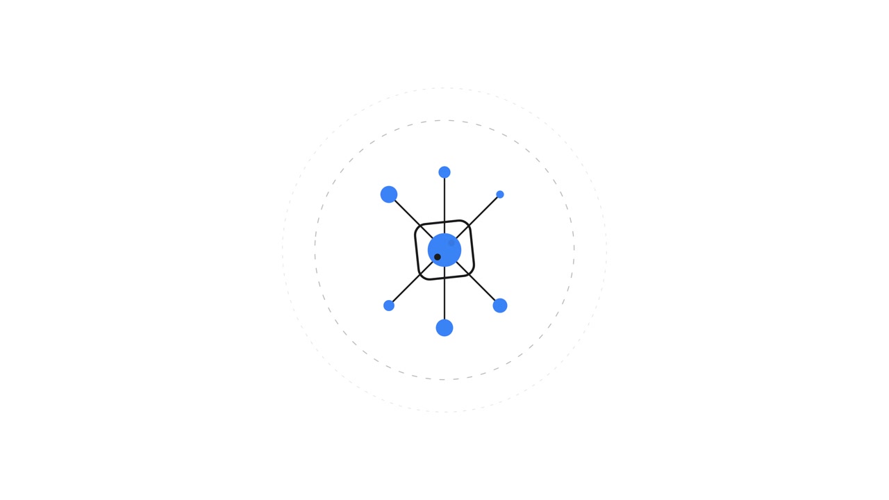 Animated Network Node Connection Graphic on White Background