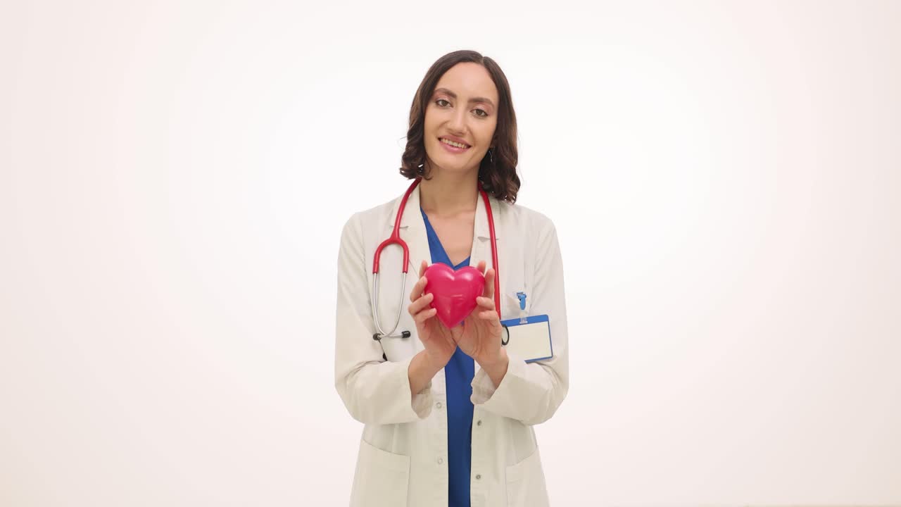 El doctor sostiene un corazón.