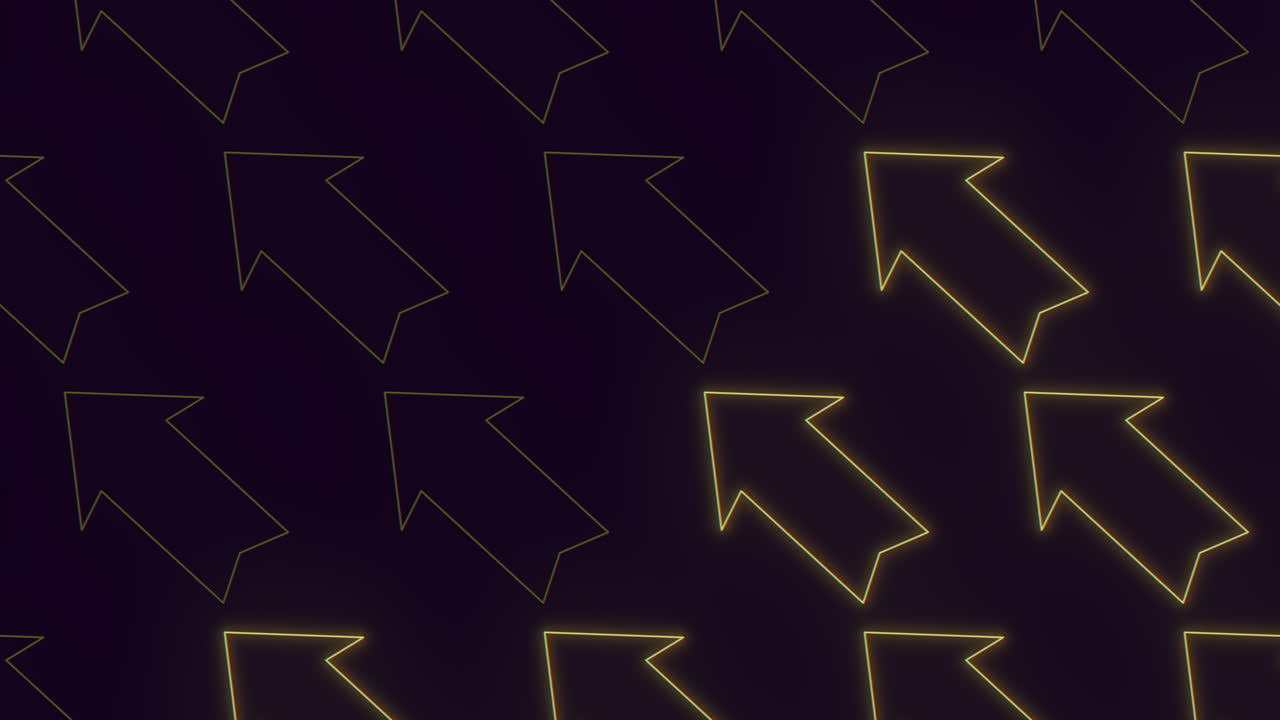 Multi-directional yellow arrow points right on dark background