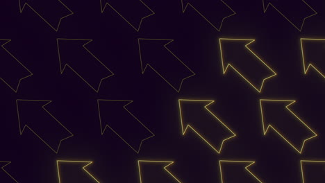 multi-directional yellow arrow points right on dark background