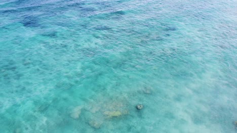 aerial drone ocean view reversing over coral reef environment in coral triangle region of timor-leste, southeast asia