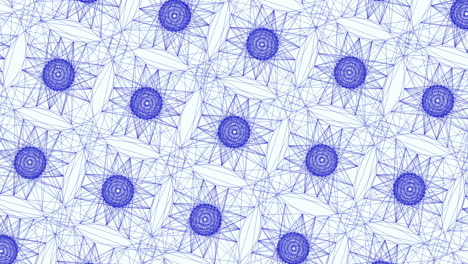 interconnected circles symmetrical blue and white pattern