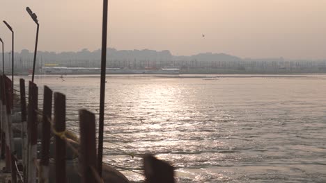 Ganga-or-Ganges-river-flowing-heavily-and-flooding-during-Monsoon-season-at-Prayagraj-or-Allahabad-Sangam-in-Uttar-Pradesh