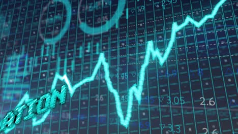 animación del texto de la estagflación en azul sobre gráficos y gráficos de procesamiento de datos