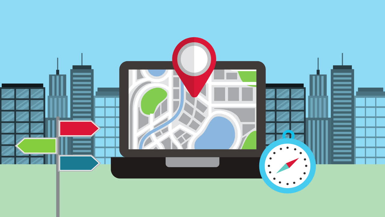 portátil con aplicación de tecnología gps