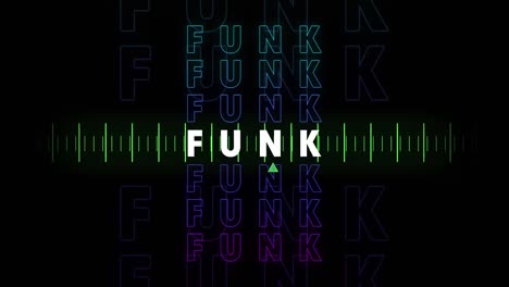 animation of funk text over glowing moving green lines