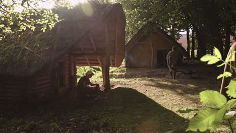 reconstructed ancient village scene