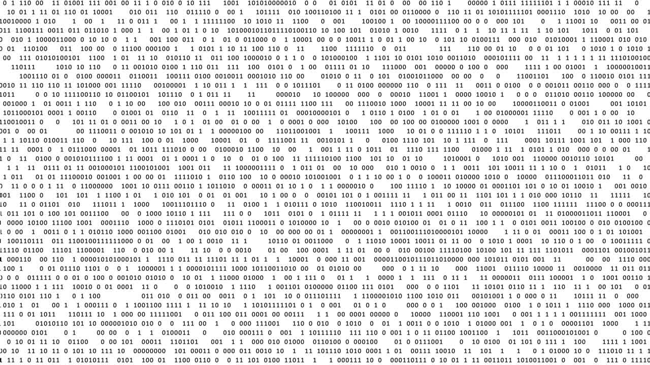 Binary numbers on the digital computer screen on white monitor background matrix.