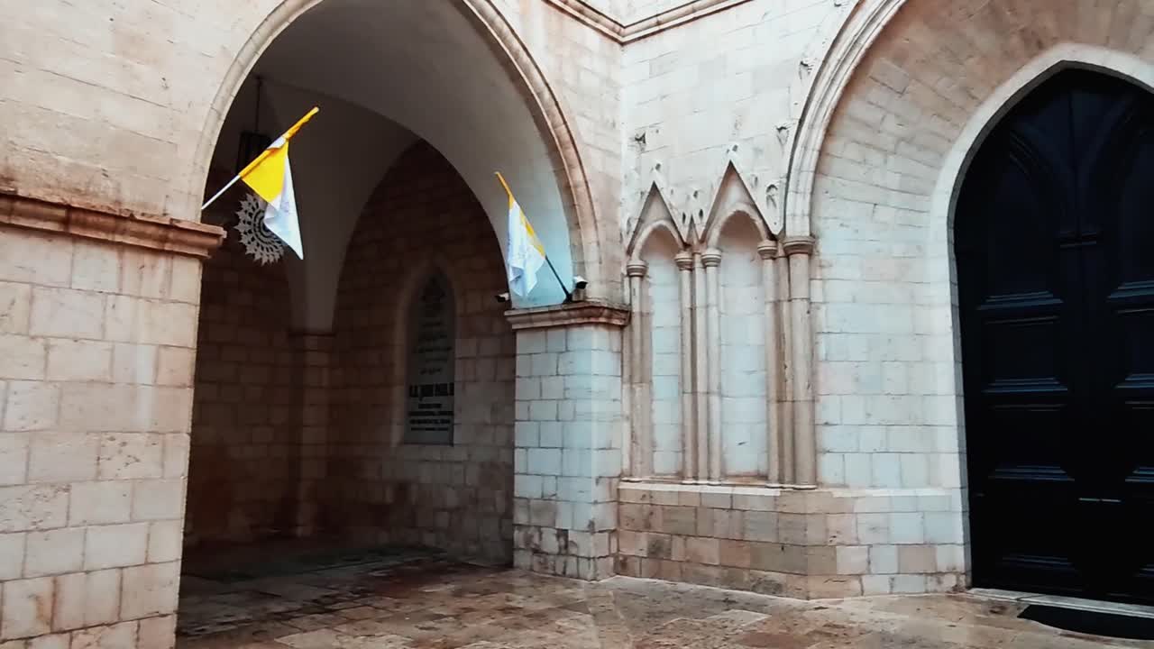Arched Entrance to a Historic Christian Church in Jerusalem