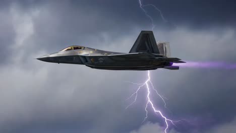 F-22 Raptor Flying Through a Thunderstorm