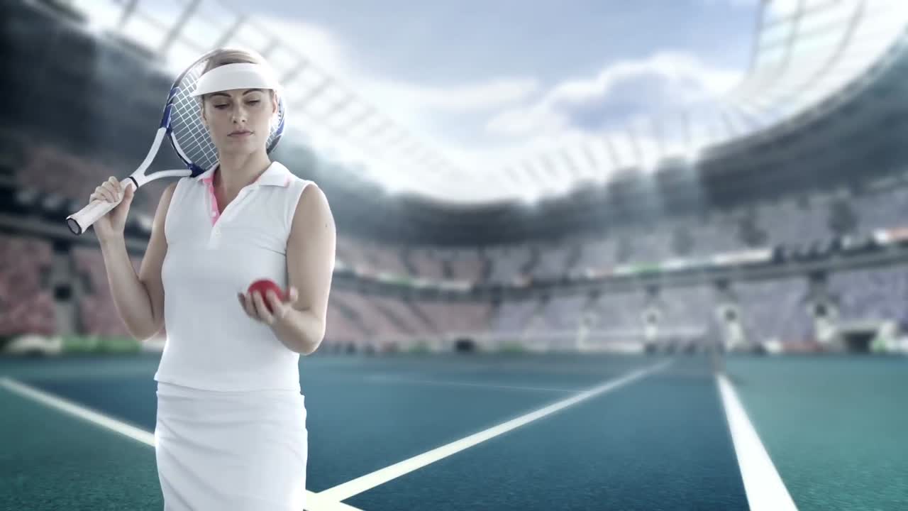 테니스 선수 가 공 을 던지고 잡는 것