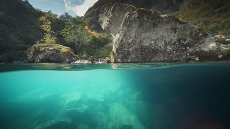 el tiro de loen lake por encima y por debajo: perspectivas de arriba y abajo