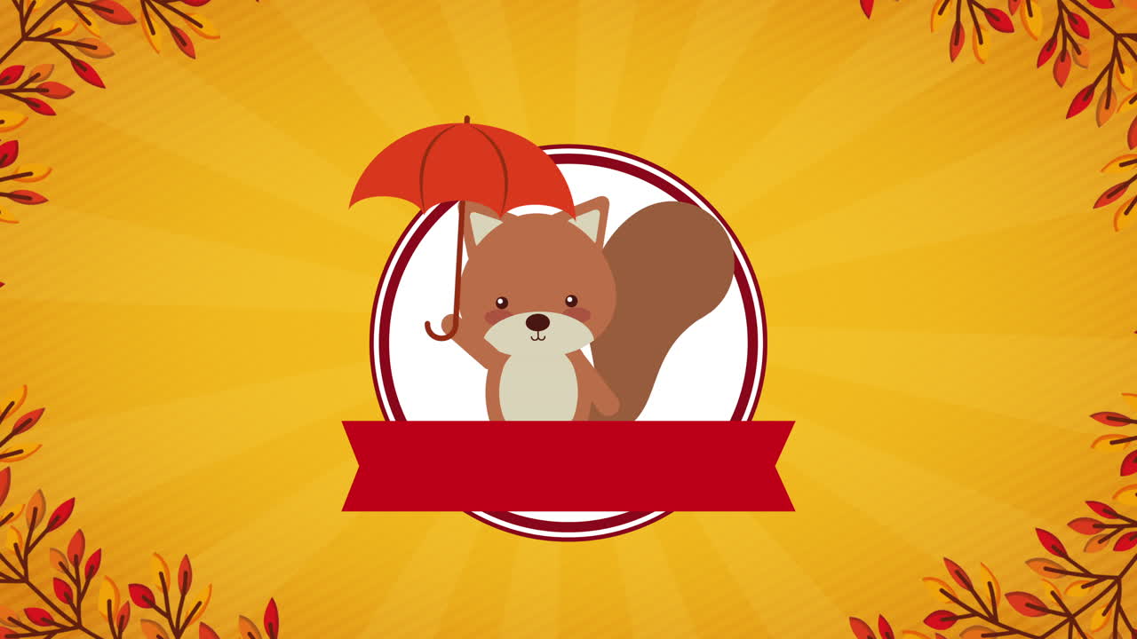 feliz celebración de acción de gracias con las ardillas