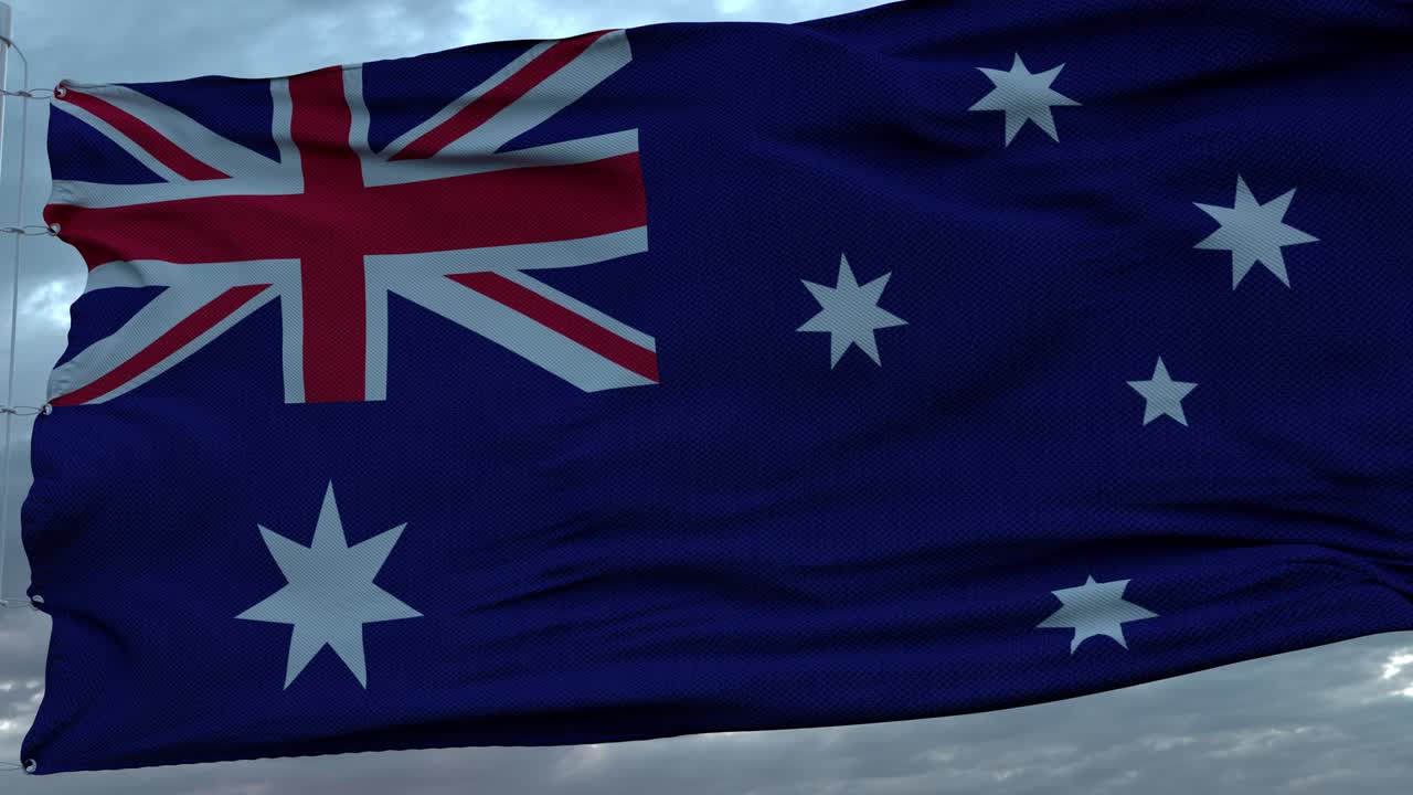 Realistic flag of United Kingdom in the wind against deep Dramatic Sky. 4K