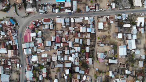 shanty town. aerial view over madagascar