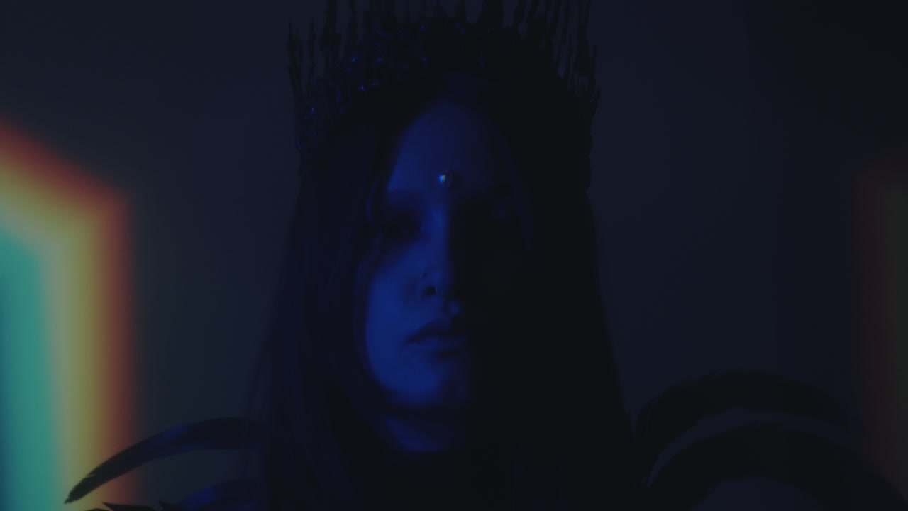 Gothic Girl in Crown and Feathers