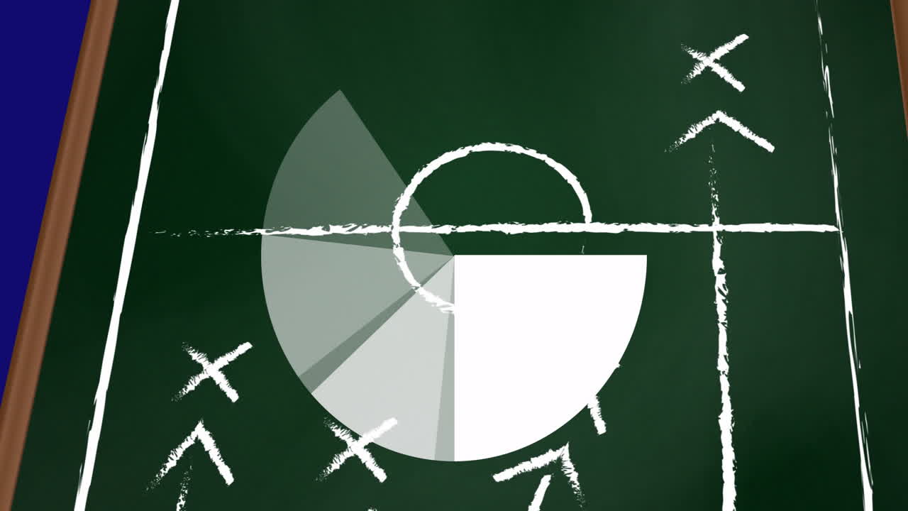 Animation of moving circle over match plan on blue background