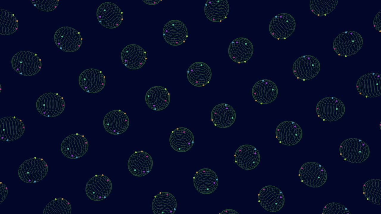 Vibrant circle pattern on dark blue background overlapping green and blue hues