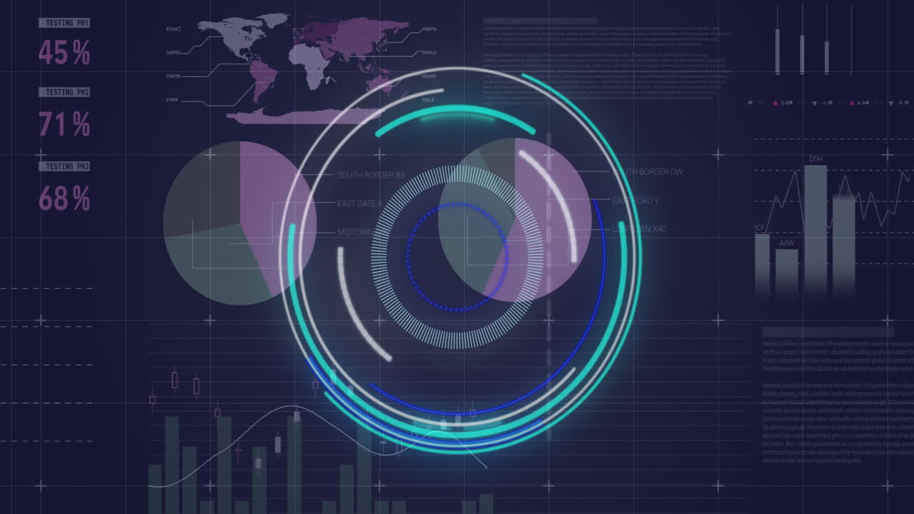 animación del procesamiento de datos financieros a través del escaneo del alcance