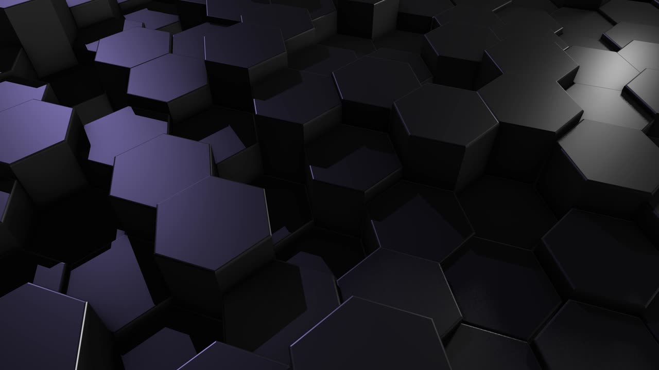 4k esagoni sulla superficie morphing con una forte illuminazione in animazione 3d senza cuciture, sfondo di progettazione di movimento astratto - forme astratte (loopable) - modelli esagonali che si muovono a caso - colore grigio